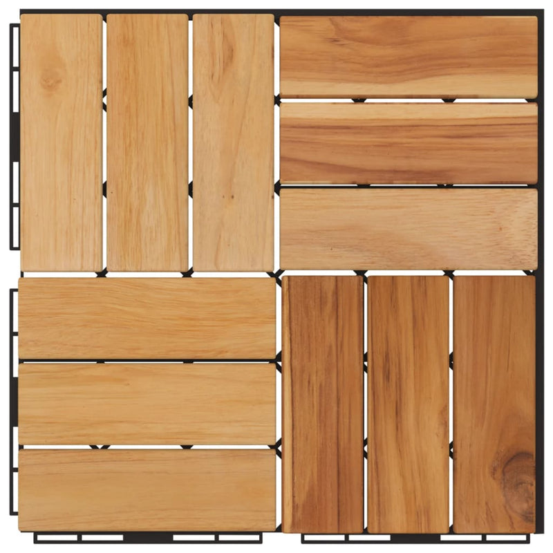 Decking Tiles 30 pcs 30x30 cm Solid Wood Teak