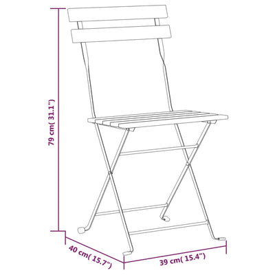 Folding Garden Chairs 8 pcs Steel and Solid Wood Acacia