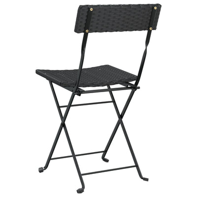 Folding Bistro Chairs 4 pcs Black Poly Rattan and Steel