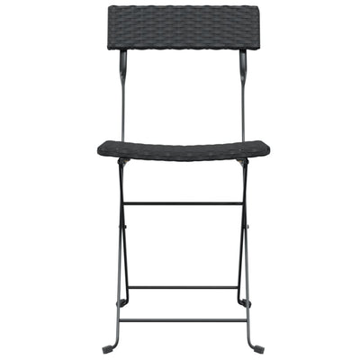 Folding Bistro Chairs 6 pcs Black Poly Rattan and Steel