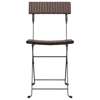 Folding Bistro Chairs 4 pcs Brown Poly Rattan and Steel