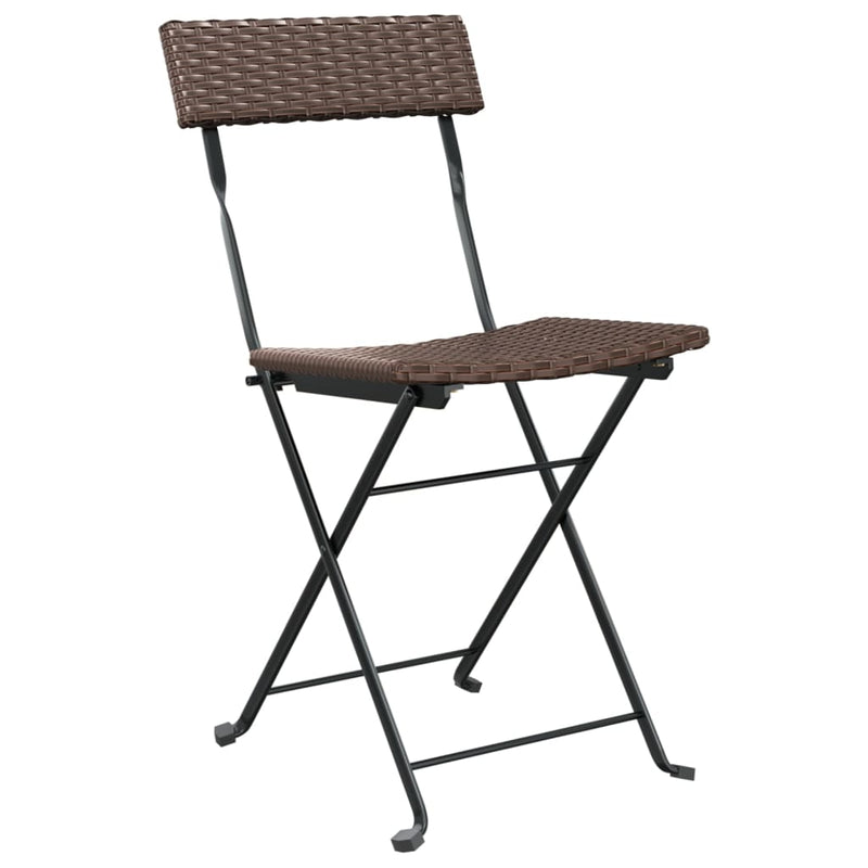 Folding Bistro Chairs 8 pcs Brown Poly Rattan and Steel