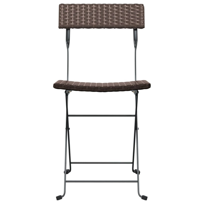 Folding Bistro Chairs 8 pcs Brown Poly Rattan and Steel