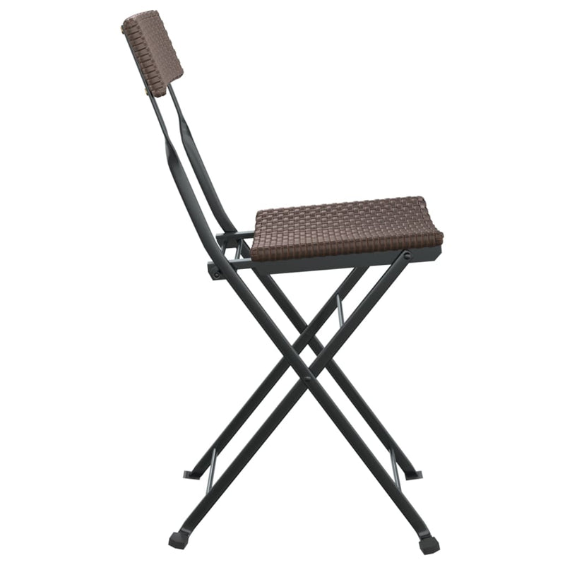 Folding Bistro Chairs 8 pcs Brown Poly Rattan and Steel