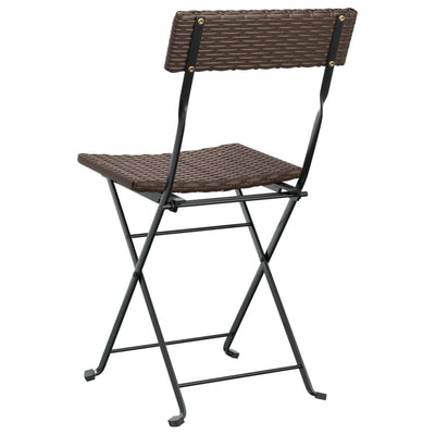 Folding Bistro Chairs 8 pcs Brown Poly Rattan and Steel