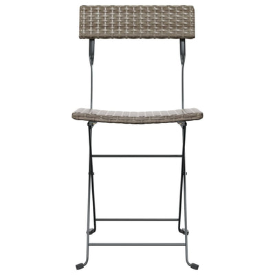 Folding Bistro Chairs 4 pcs Grey Poly Rattan and Steel