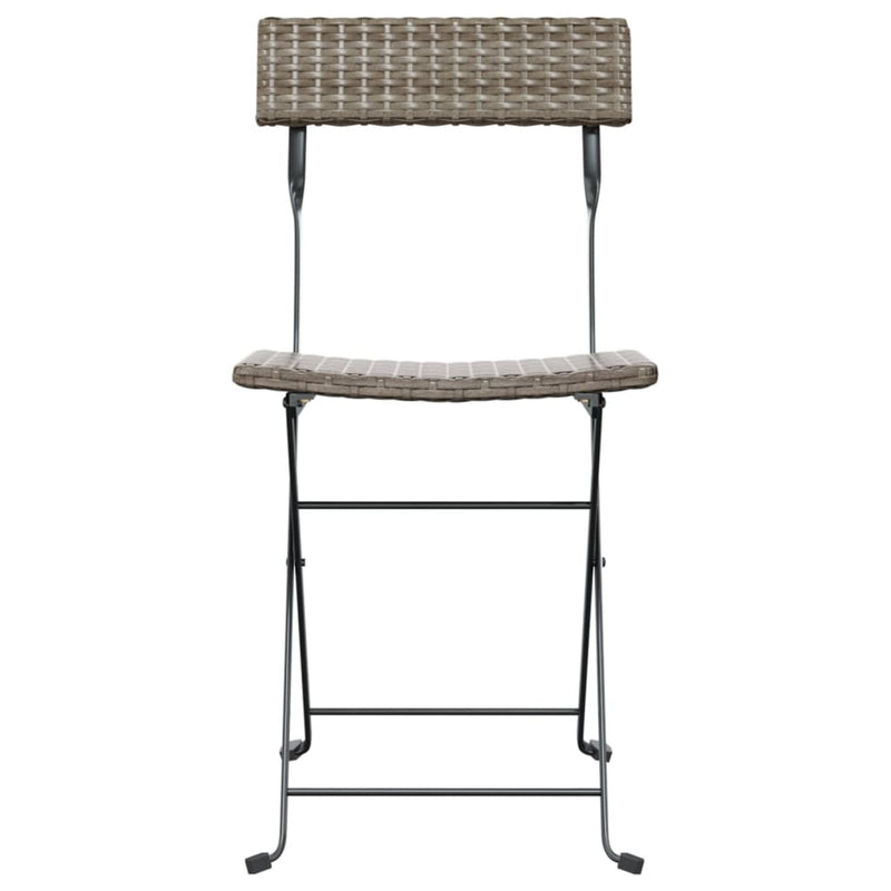 Folding Bistro Chairs 4 pcs Grey Poly Rattan and Steel