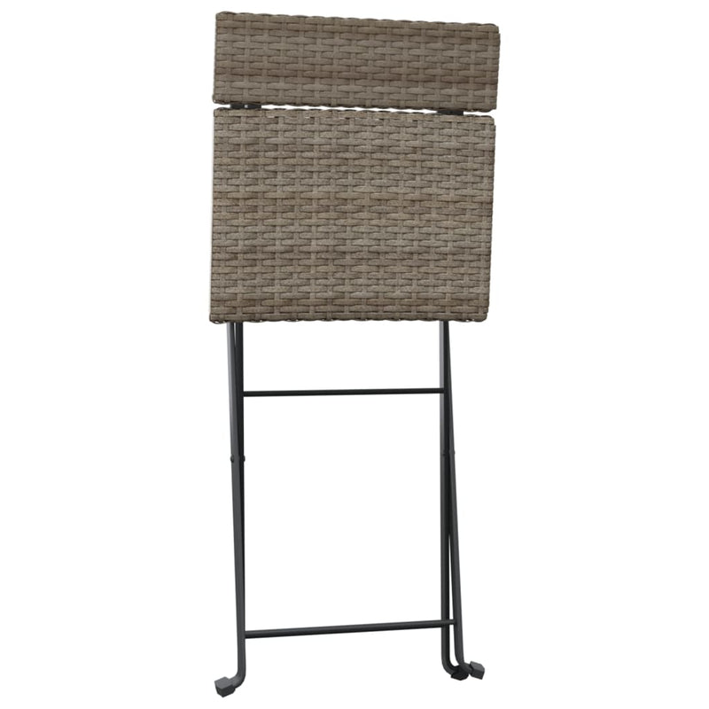 Folding Bistro Chairs 6 pcs Grey Poly Rattan and Steel