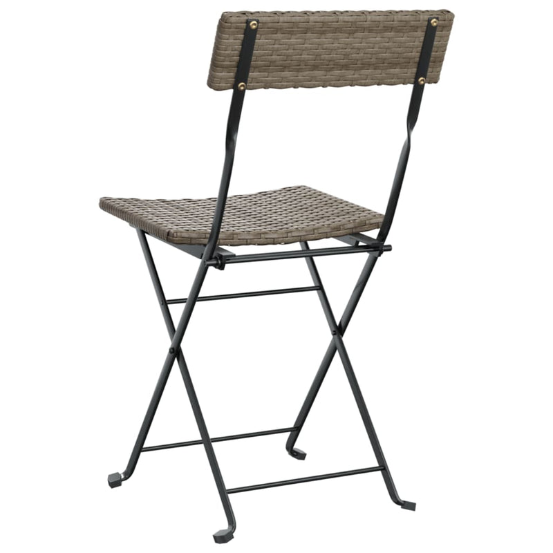 Folding Bistro Chairs 6 pcs Grey Poly Rattan and Steel