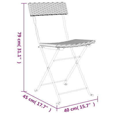 Folding Bistro Chairs 6 pcs Grey Poly Rattan and Steel