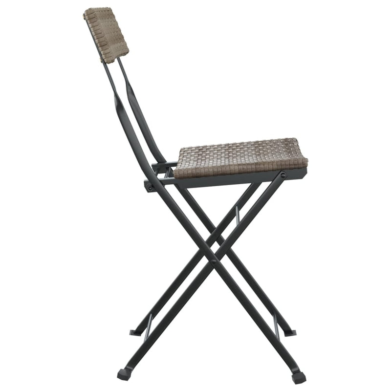 Folding Bistro Chairs 8 pcs Grey Poly Rattan and Steel