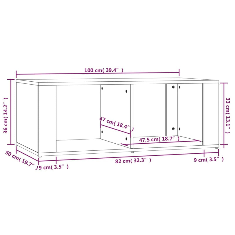 Coffee Table Black 100x50x36 cm Engineered Wood