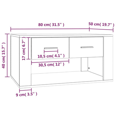 Coffee Table White 80x50x40 cm Engineered Wood