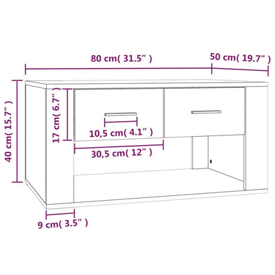 Coffee Table Black 80x50x40 cm Engineered Wood