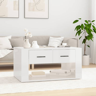 Coffee Table High Gloss White 80x50x40 cm Engineered Wood