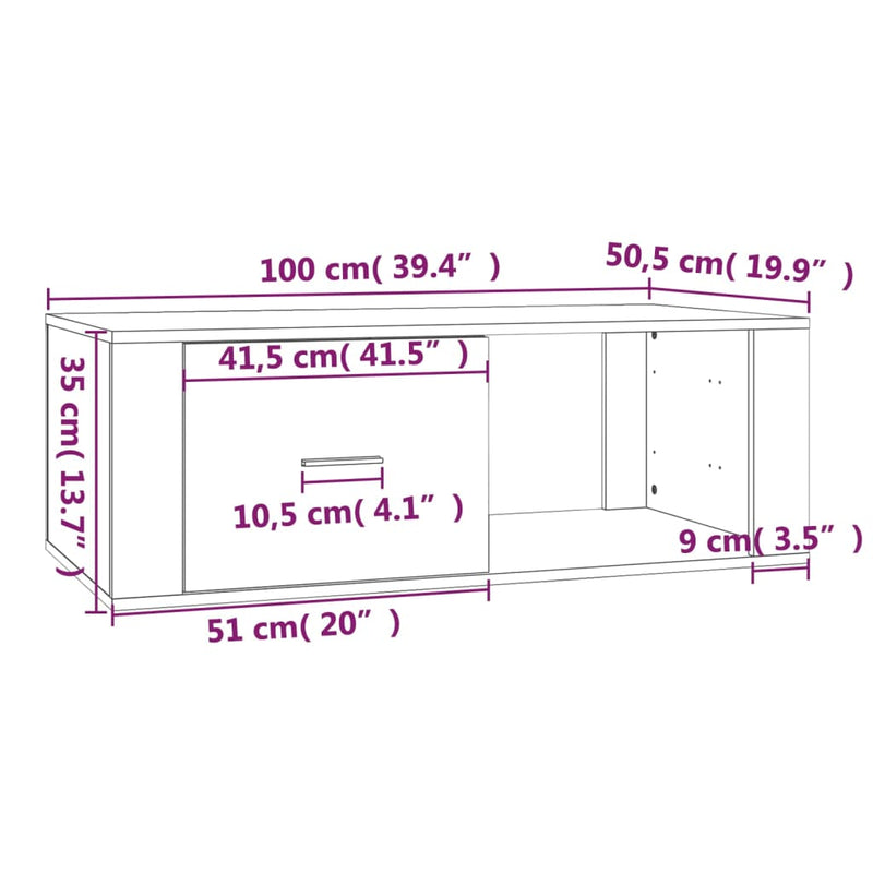 Coffee Table Black 100x50.5x35 cm Engineered Wood