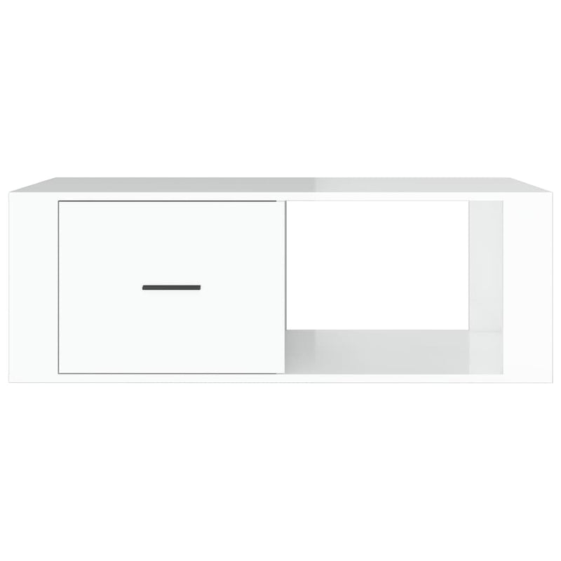 Coffee Table High Gloss White 100x50.5x35 cm Engineered Wood