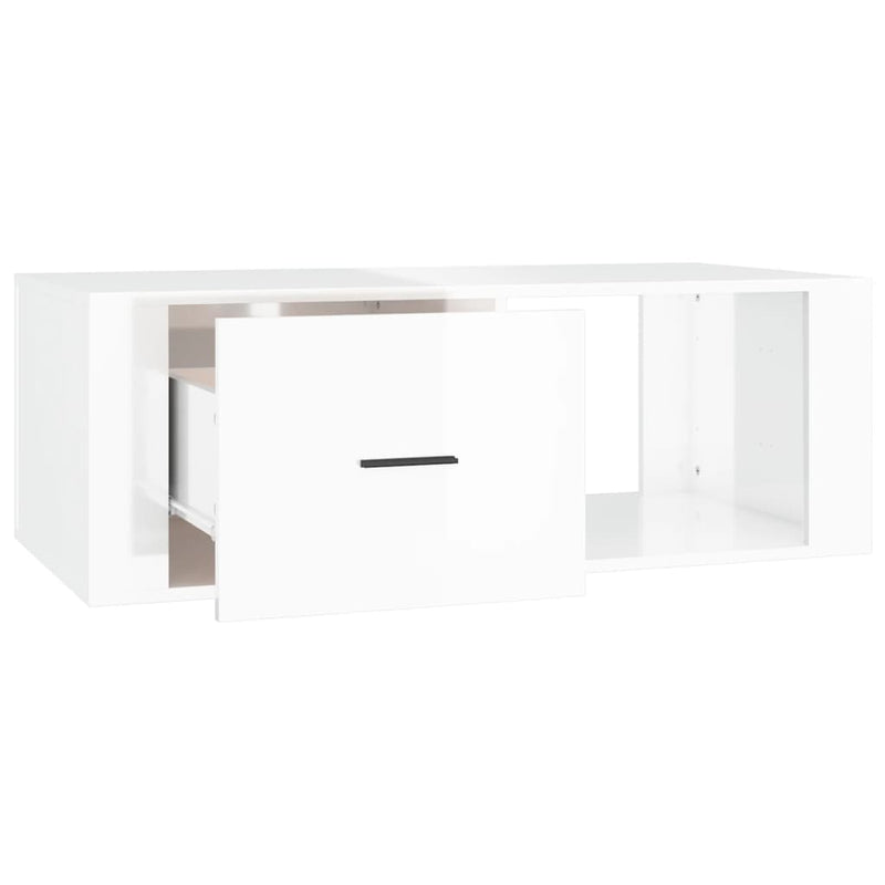 Coffee Table High Gloss White 100x50.5x35 cm Engineered Wood