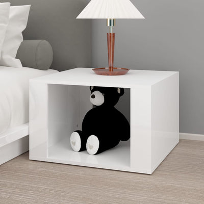 Bedside Table High Gloss White 57x55x36 cm Engineered Wood