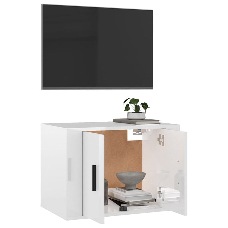 Wall Mounted TV Cabinet High Gloss White 57x34.5x40 cm