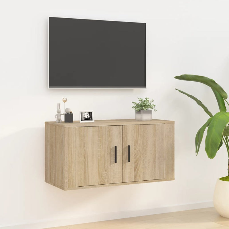 Wall Mounted TV Cabinet Sonoma Oak 80x34.5x40 cm