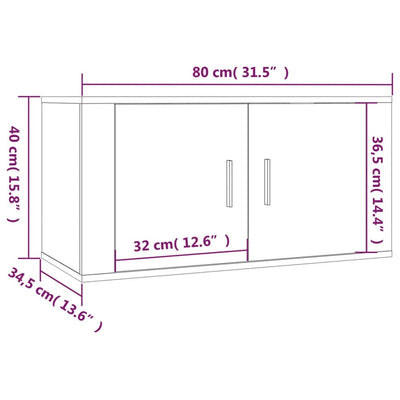 Wall Mounted TV Cabinet Grey Sonoma 80x34.5x40 cm