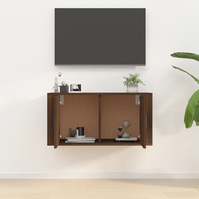 Wall Mounted TV Cabinet Brown Oak 80x34.5x40 cm