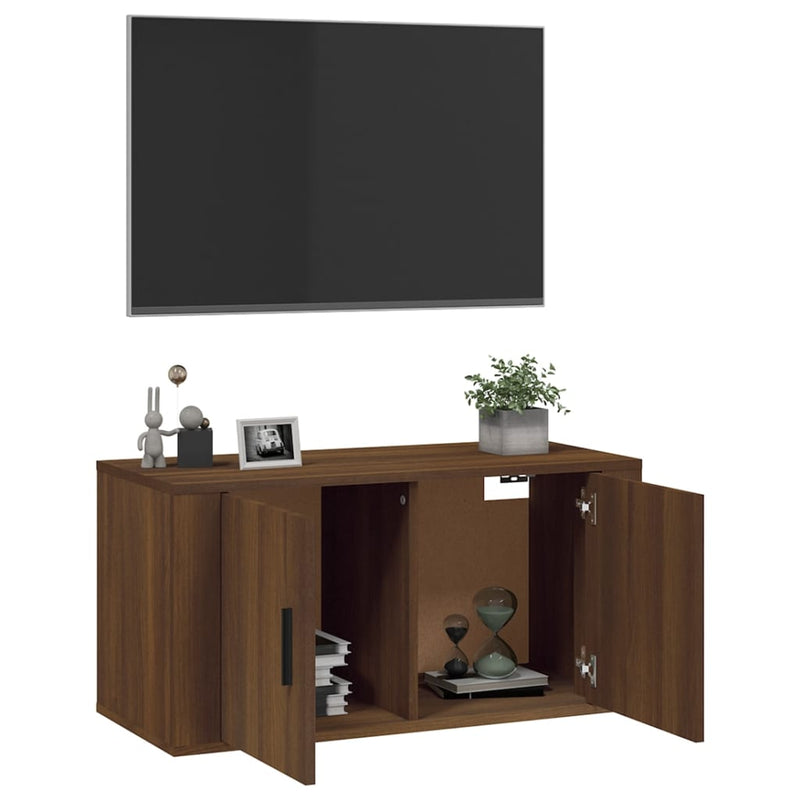 Wall Mounted TV Cabinet Brown Oak 80x34.5x40 cm