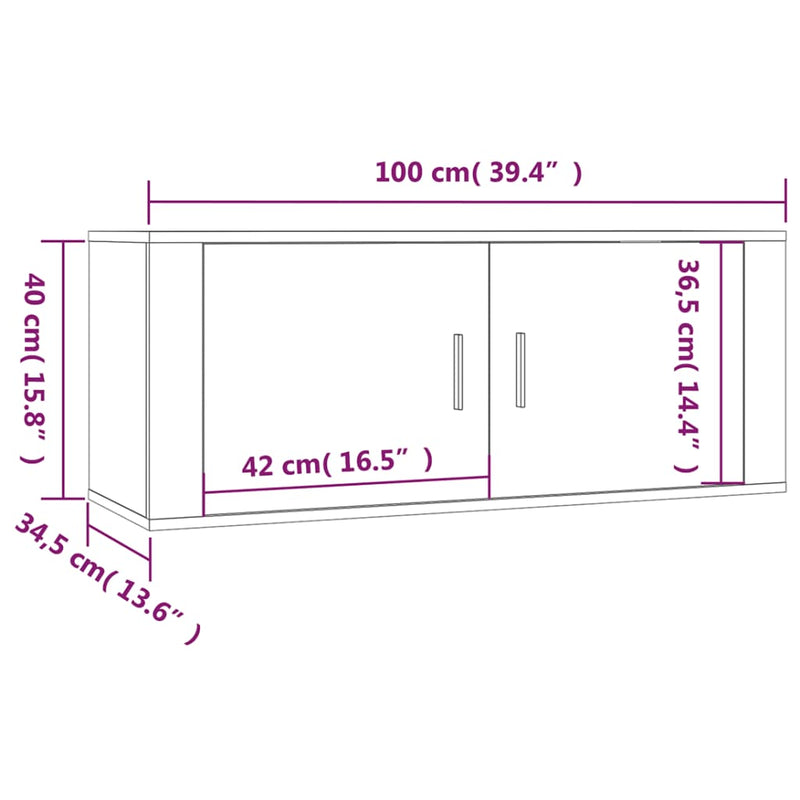 Wall Mounted TV Cabinet Sonoma Oak 100x34.5x40 cm