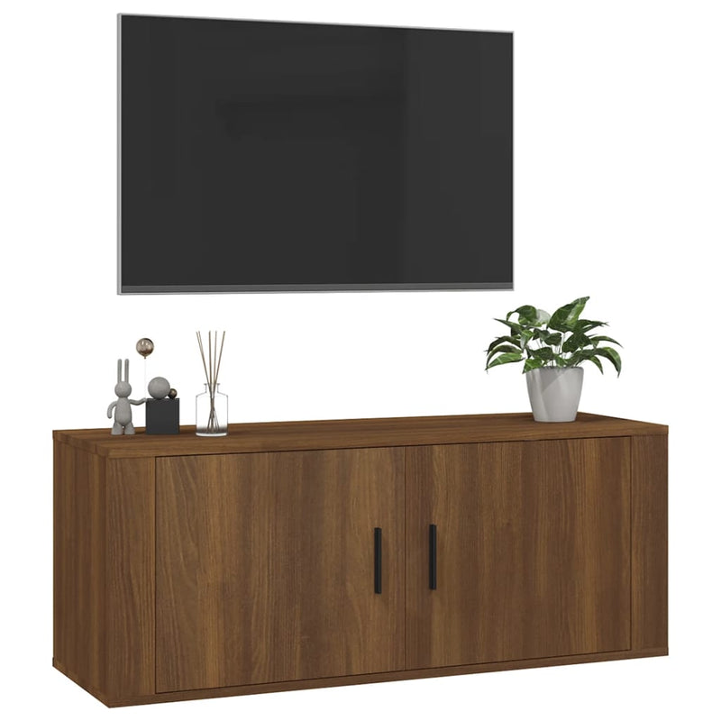 Wall Mounted TV Cabinet Brown Oak 100x34.5x40 cm