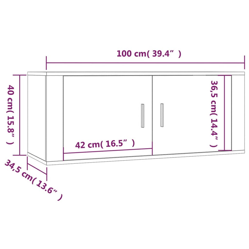 Wall Mounted TV Cabinet Brown Oak 100x34.5x40 cm