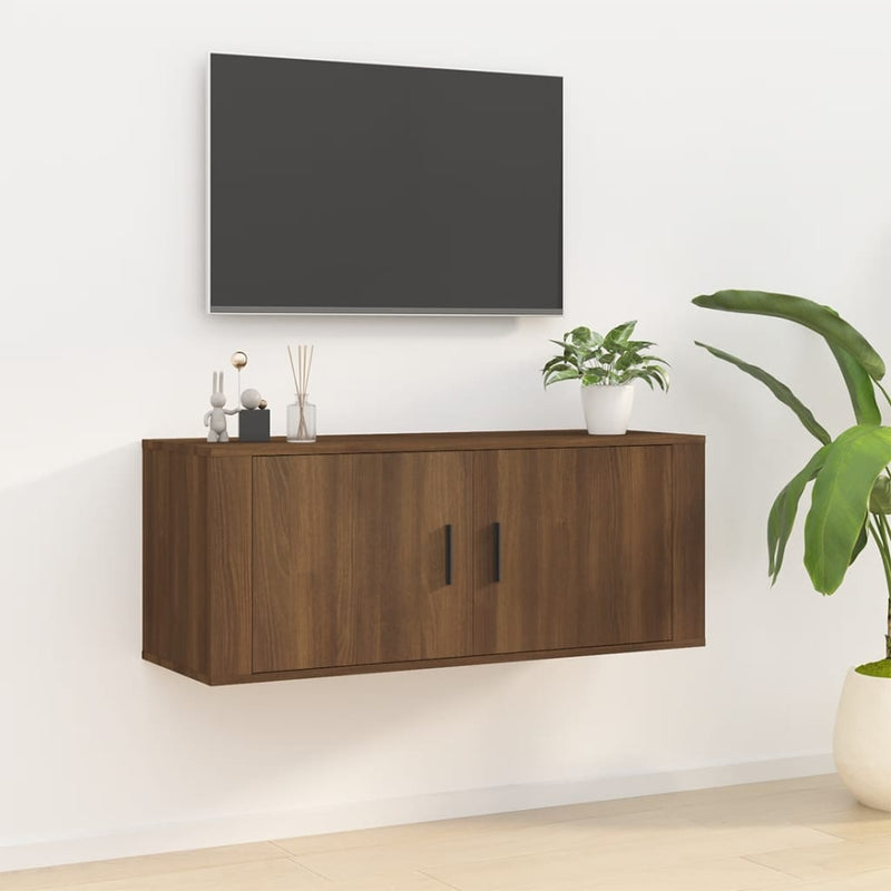 Wall Mounted TV Cabinet Brown Oak 100x34.5x40 cm