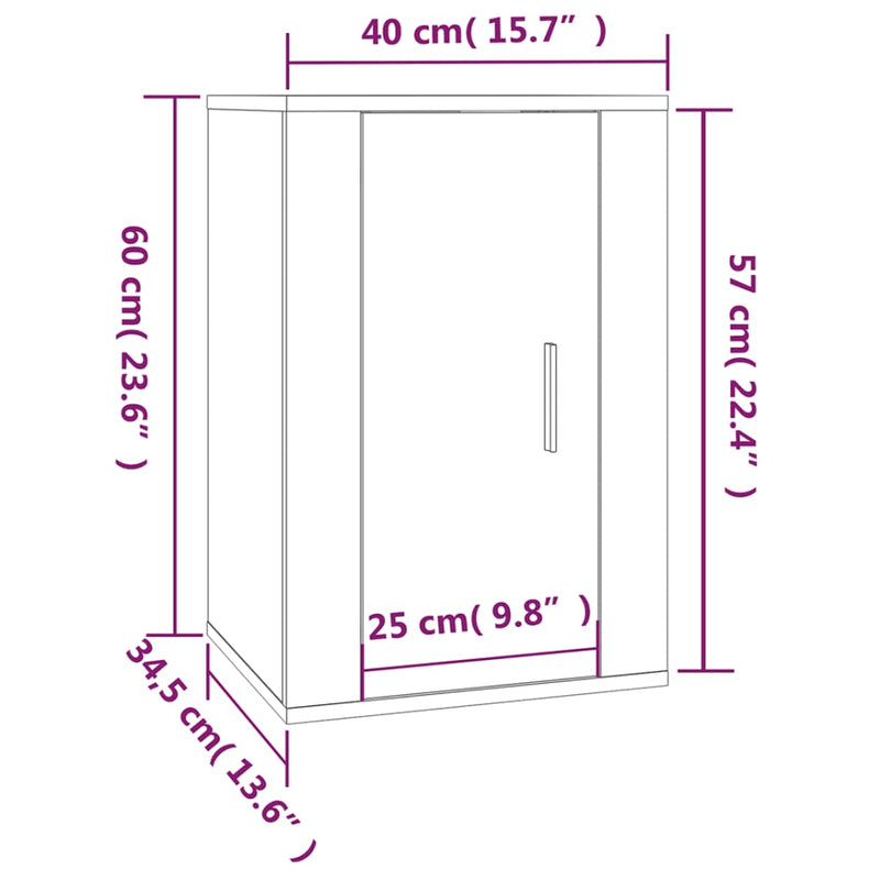 Wall Mounted TV Cabinet Black 40x34.5x60 cm