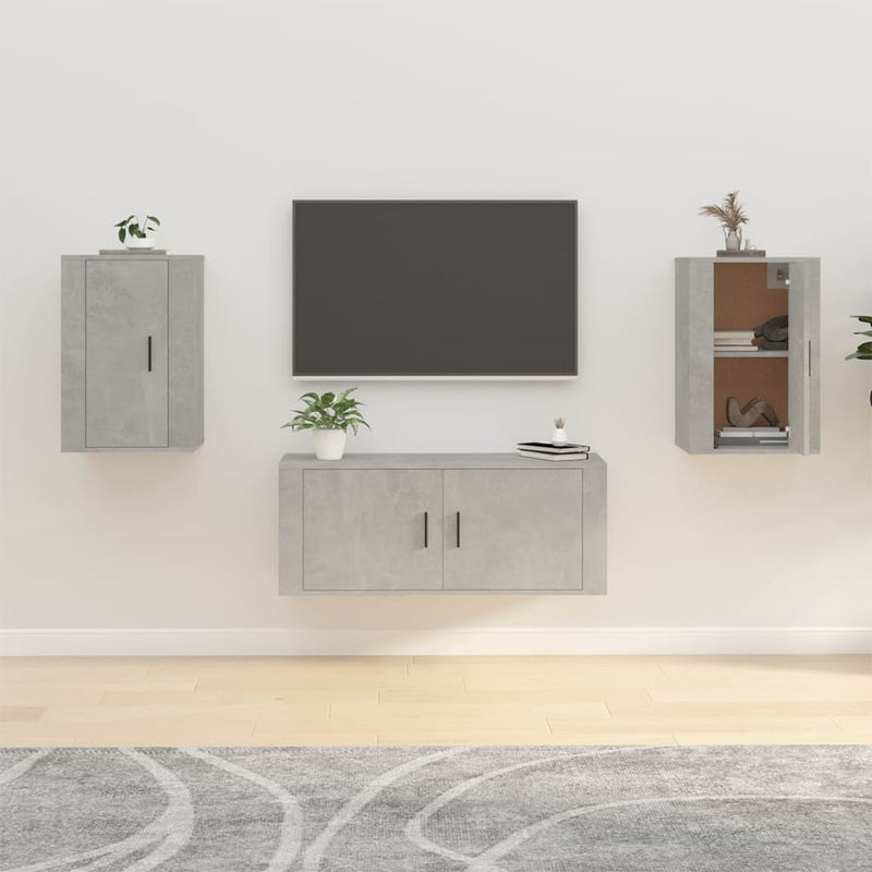 Wall Mounted TV Cabinets 2 pcs Concrete Grey 40x34.5x60 cm