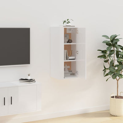 Wall Mounted TV Cabinet High Gloss White 40x34.5x80 cm