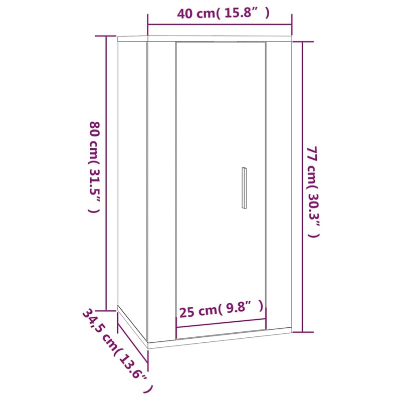 Wall Mounted TV Cabinet High Gloss White 40x34.5x80 cm