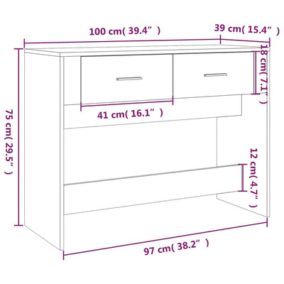 Console Table White 100x39x75 cm Engineered Wood