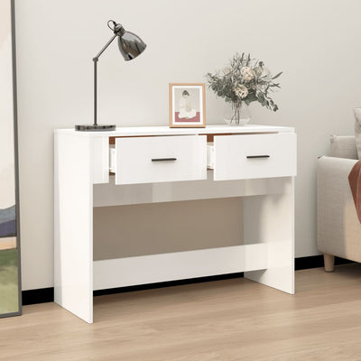 Console Table High Gloss White 100x39x75 cm Engineered Wood