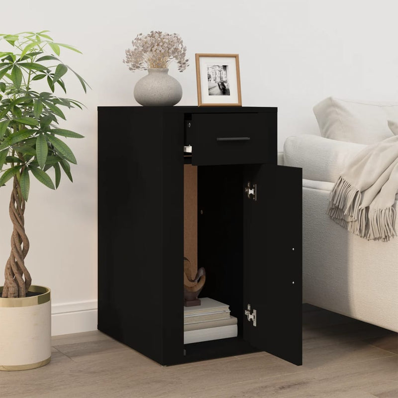 Desk Cabinet Black 40x49x75 cm Engineered Wood