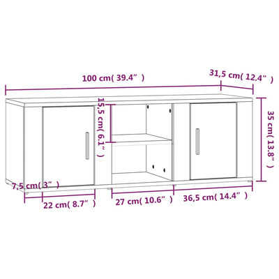 TV Cabinet Black 100x31.5x35 cm Engineered Wood