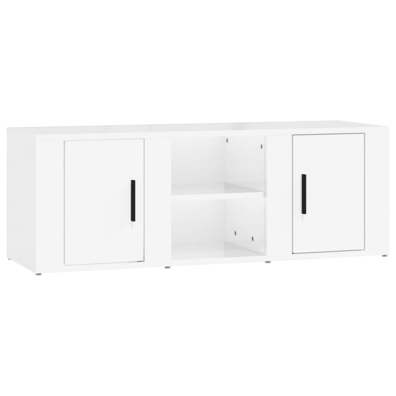 TV Cabinet High Gloss White 100x31.5x35 cm Engineered Wood