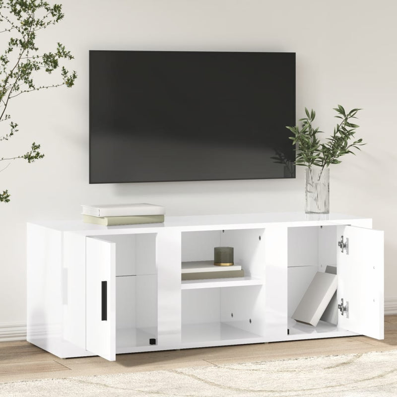 TV Cabinet High Gloss White 100x31.5x35 cm Engineered Wood