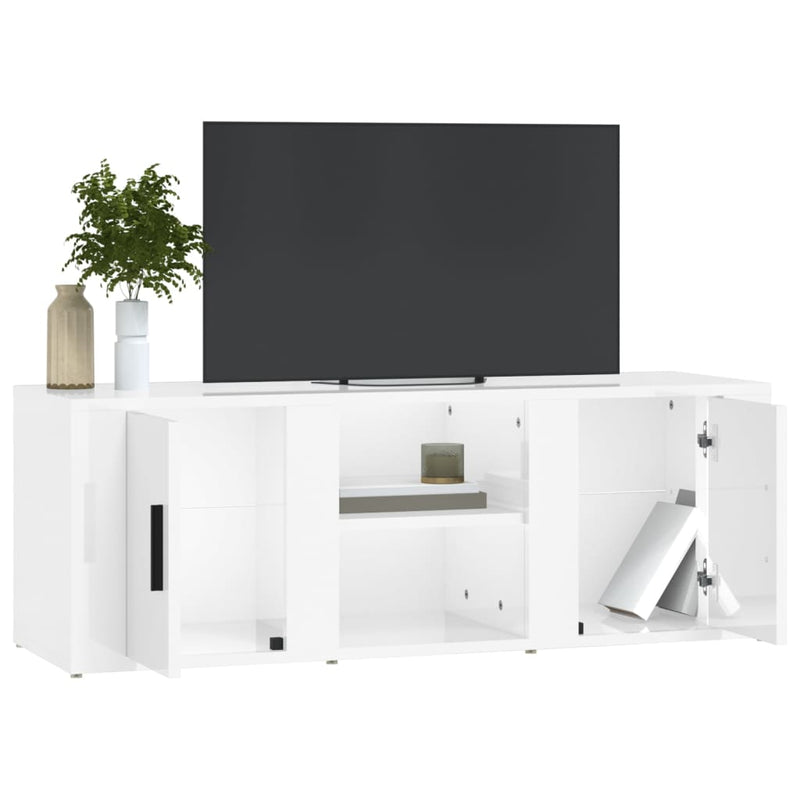 TV Cabinet High Gloss White 100x31.5x35 cm Engineered Wood