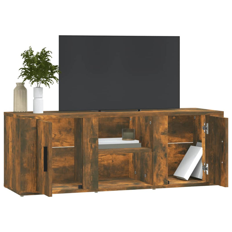 TV Cabinet Smoked Oak 100x31.5x35 cm Engineered Wood