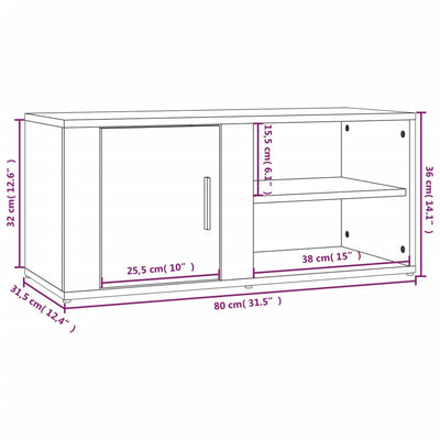 TV Cabinet White 80x31.5x36 cm Engineered Wood