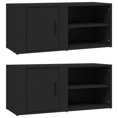 TV Cabinets 2 pcs Black 80x31.5x36 cm Engineered Wood