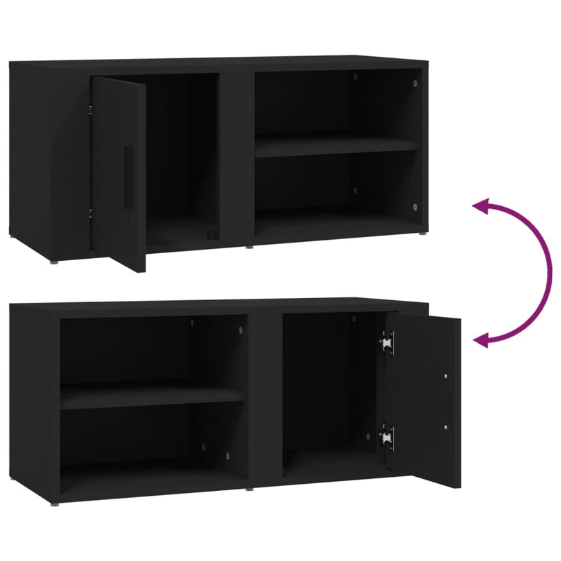 TV Cabinets 2 pcs Black 80x31.5x36 cm Engineered Wood