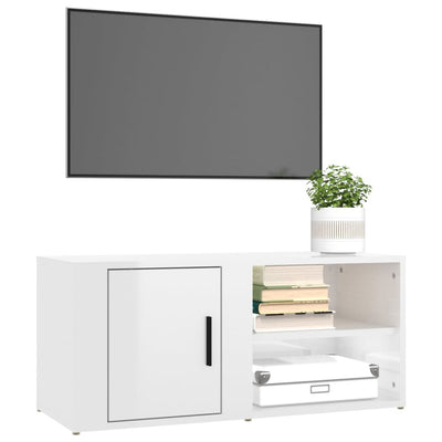 TV Cabinet High Gloss White 80x31.5x36 cm Engineered Wood