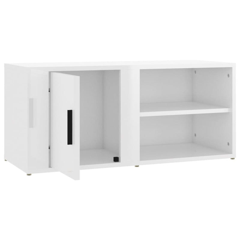 TV Cabinet High Gloss White 80x31.5x36 cm Engineered Wood