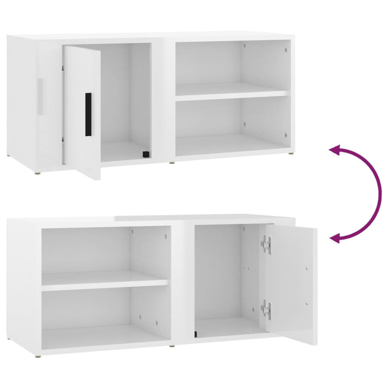 TV Cabinet High Gloss White 80x31.5x36 cm Engineered Wood